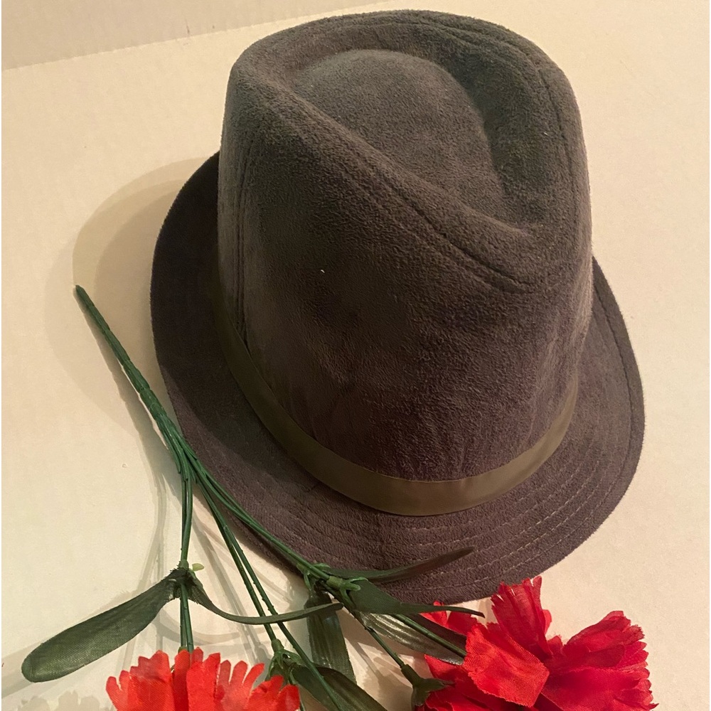 Gray Suede Fedora Hat